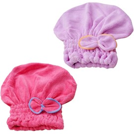 Toallas de Microfibra para Cabello Gorro de Secado Rápido de Coral Fleece, Pack 2 Piezas, Ajuste Seguro y Secado Cómodo Adecuado para Masaje y Viaje Color Color Aleatorio