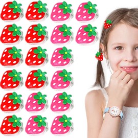 KuuGuu 20 PCS Mini Strawberry Hair Claw Clip Cute Strawberry Hair Clips Realistic Fruit Hair Barrettes Fashionable Non-slip Small Stawberry Hair Pins Hair Accessories for Women Girls（Red, Pink）