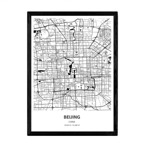 Nacnic Map of Beijing - China Asian Cities Leaves of