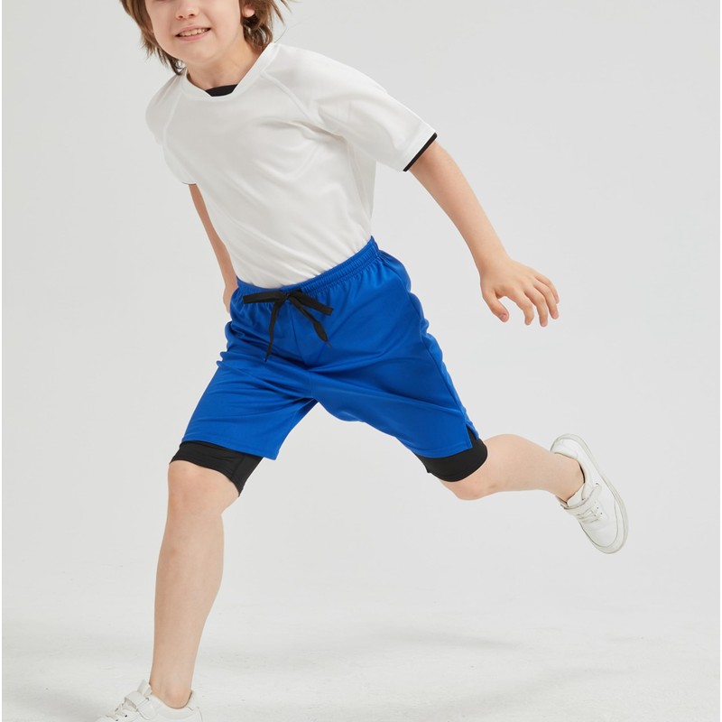 DaniChins Boys 2 in 1 Athletic Active Shorts Sports Running