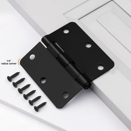 Probrico Interior Black Door Hinges, 3.5 X 3.5 Inch Round Door Hinges with 1/4" Radius Corners, Black Hinges for Doors, 30 Pack