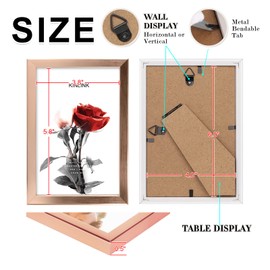 Egofine Picture Frames, 10 x 15 cm, Made from Sturdy Wood, Horizontal or Vertical for Wall Hanging or Table Decoration, Set of 4, Rose Gold