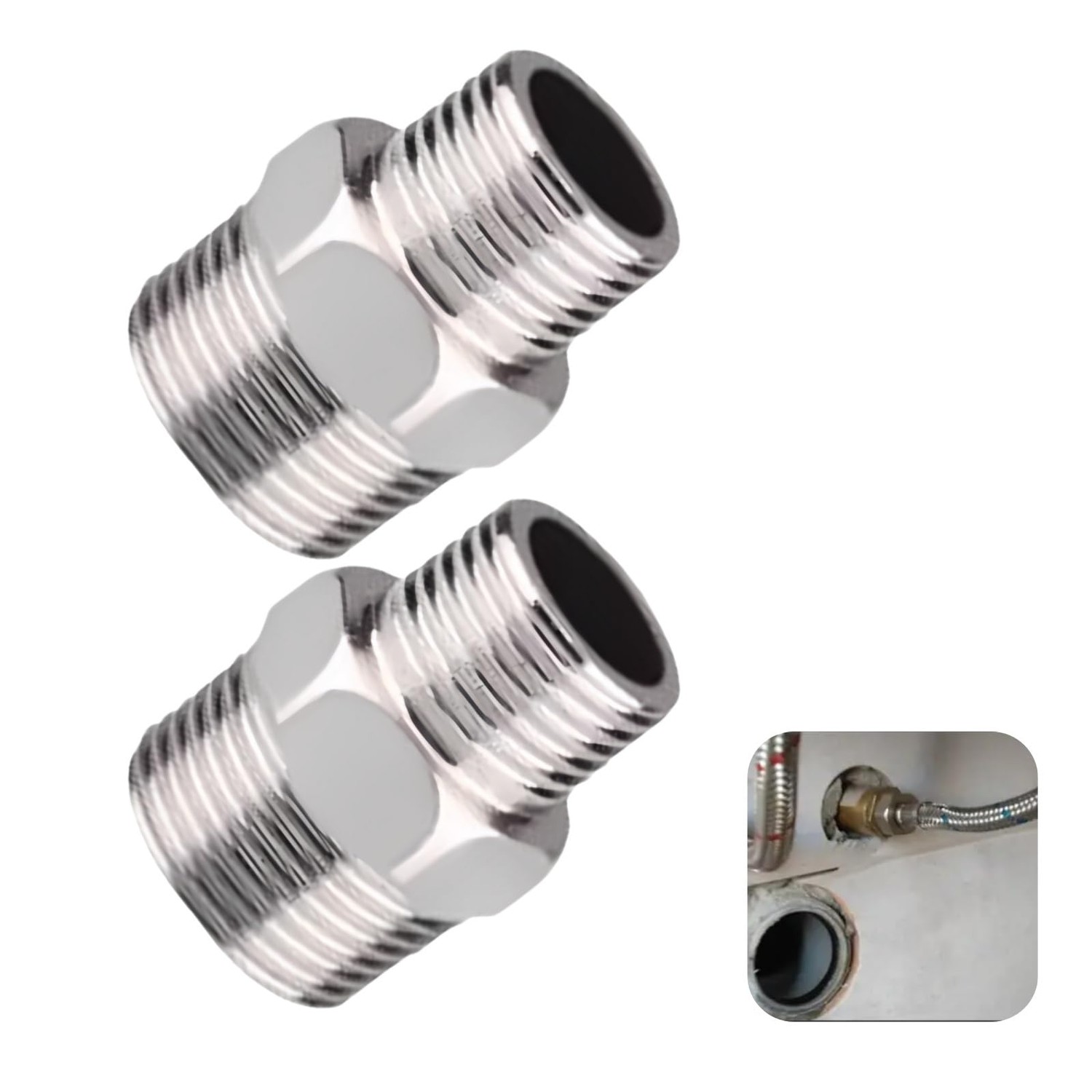 2PCS Shower Hose Connectors,20mm x 16mm Stainless Steel Plumbing ...