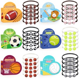 FUSPWEAO Valentines Day Gifts for Kids - 30 Pack Valentines Day Heart Boxes with Sports Party Favors Charm Bracelets, Valentines Party Favors for Kids Classroom Exchange, School Games Prize Rewards