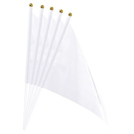 sourcing map Pack of 40 Hand Held Small Mini DIY Flag 8.2 Inches x 5.5 Inches Triangle White for Festivals Events Celebrations