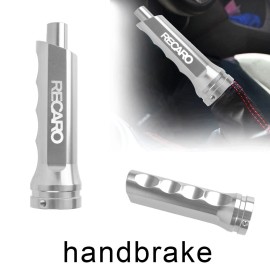 Unbranded JDM RECARO Silver Aluminum Car Handle Hand Brake Sleeve Cover Universal
