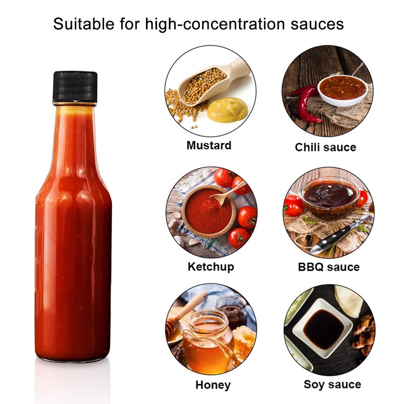 Encheng 35 Pack 5oz Hot Sauce Bottles with Lids,Glass Woozy