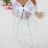 NICECONE Bridal Hair Bow Veil with Pearl - White Wedding