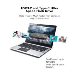 Lexar USB Flash Drive 3.2 128GB, Gen 1, USB C & USB A, Read Speed up to 100MB/s, Support OTG, Metal Storage for PC, Laptop, Car, TV, Smartphone Type C, Android