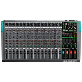 Depusheng MX16 16 Channel Sound Mixer Audio Mixing Console 48V 256DSP Professional USB PC Play Record Podcast Live Broadcast (US MX16)