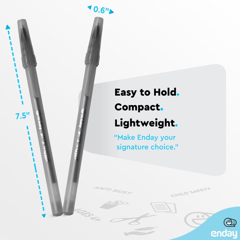 Enday Black Pens Ballpoint, Long Lasting Black Ink Pens Bulk