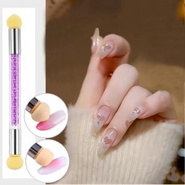 Babyboomer Pinsel Sponge Brush Applikator inkl, 18 Ersatzköpfe Nail Art Runde Schwämme und Schwammpinsel für UV Gel und Falsche Nägel(Violett)