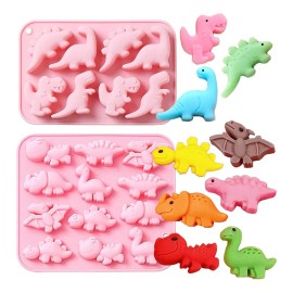 2 Piezas Moldes Silicón Dinosaurio 20 Cavidades Vela Dulces
