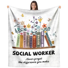 EQNWI Social Worker Appreciation Gifts, Social Worker Gifts for Women, Gift for School Social Workers Throw Blanket 50"x60" Social Work Month Gifts