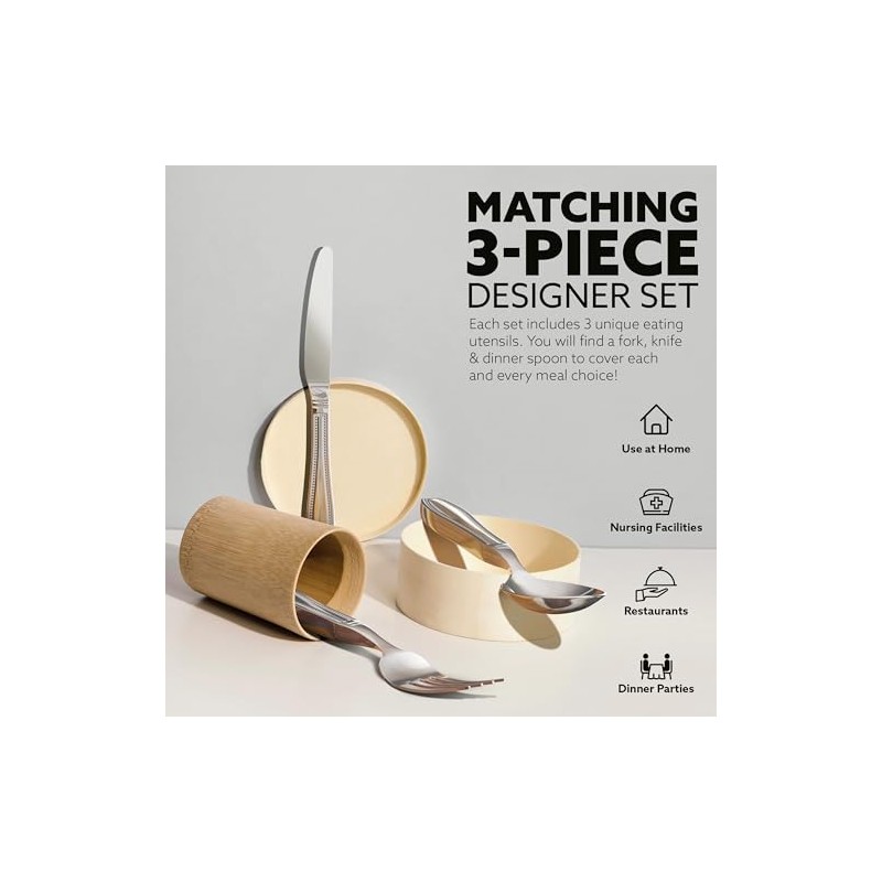 iMedic Weighted Utensils for Unsteady Hands, 3-Piece Set with Gift