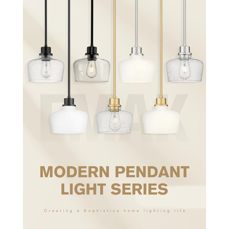 Emak Modern Black Pendant Lights, 8 Inch Kitchen Pendant Lighting