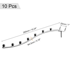 MECCANIXITY Pegboard Hooks Shelves 10 Inch Silver Fits 1/4 Inch Holes Pegboards for Store Garage Office, Pack of 5