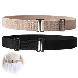 2 Stück Elastischer Gürtel Damen Ohne Schnalle – Unsichtbarer, Verstellbarer Stretchgürtel für Jeans, Kleider und Abendkleider – Elastischer Gürtel für Damen, Stoffgürtel für Komfort und Flexibilität