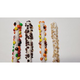 White Chocolate Covered Pretzel Rods Individually Wrapped 20 Piece Assorted Toppings