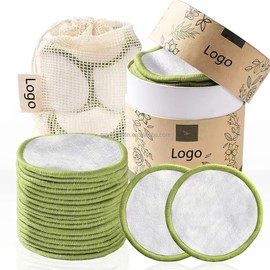Greencotton Reusable Makeup Remover Pads (20 Pack) With Washable Laundry Bag And Round Box for Storage | Natural Bamboo and Organic Cotton Pads For All Skin Types (white)