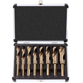 AIMLENTOOL Reduced Shank Drill Bit Set, 8Pcs High-Speed Steel, 1/2” Reduced Shank Deming Large Drill Bit Set for Home DIY and General Building, Engineering, Woodworking with Indexed Storage case