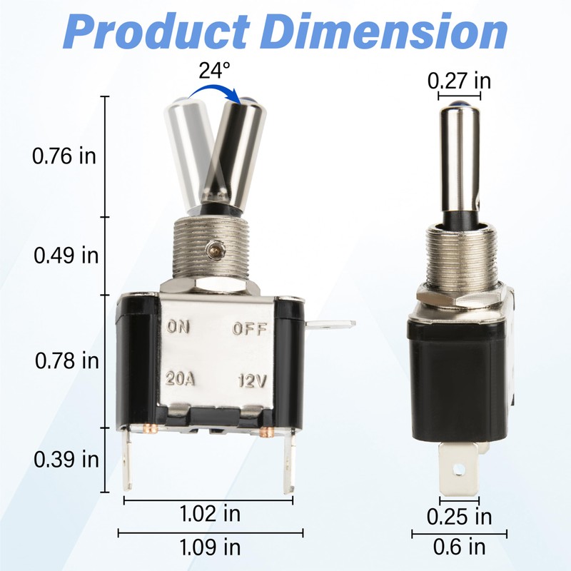 3 PCS LED Lighted Rocker Toggle Switch, 12V SPST 3
