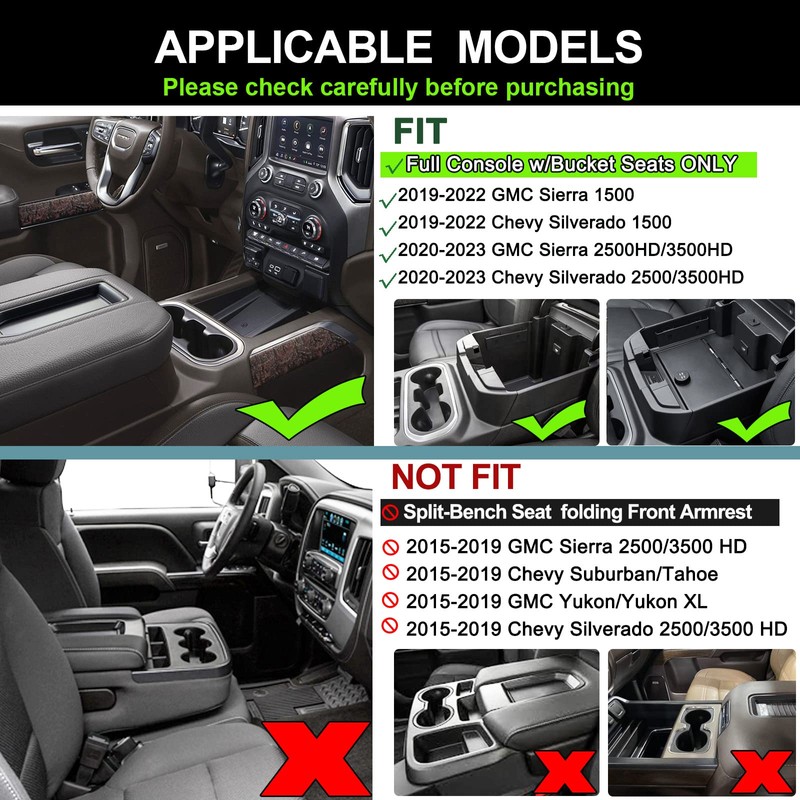 PIMCAR Center Console Organizer for 2019-2022 Chevy Silverado 1500/GMC Sierra
