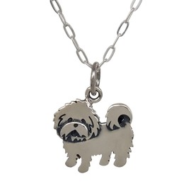 Sterling Silver Maltese Silhouette Flat Charm Necklace, 18"