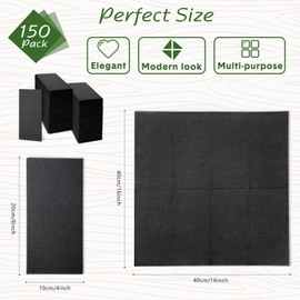 150 Pcs Cloth Like Dinner Napkins Linen Feel Paper Napkins 16 x 16 Inch Disposable Paper Hand Towels for Bathroom Decorative Wedding Napkins Guest Towels for Kitchen Toilet Party Event (Black)