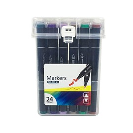 24 Colours Marker Pen Set Double Head Alcohol Sketch Marker Pen Art Pen Graphic Drawing Marker Kit for Drawing Colouring Books Sketching