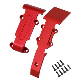 HopsupRC Front Rear Skid Plate Upgrades for 1/16 Traxxas E-REVO/Mini Slash,2PCS Aluminum Front Rear Skid Plate Hops Up Upgrades Parts for 1/16 Traxxas E-REVO （71076-3）;Mini Slash （70054-1）,Red