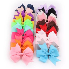 TIKA 20 Pcs Grosgrain Ribbon Hair Bows for Girls - Alligator Clips Boutique Baby Lot
