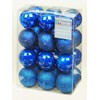 24 x Midnight Blue Shatterproof Christmas Tree Baubles Decorations Mixed