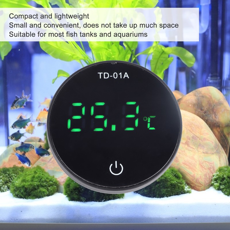 Aquarium Digital Thermometer Accurate LED Display Touch Screen USB Rechargeable