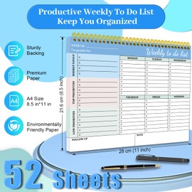 BLESWIN Weekly Planner Pad, To Do List Pad Undated 52 Sheets, 8.5" x 11" Weekly Planner Notebook Organizers, Desk Planner for Work, Appointments, Schedule, Productivity