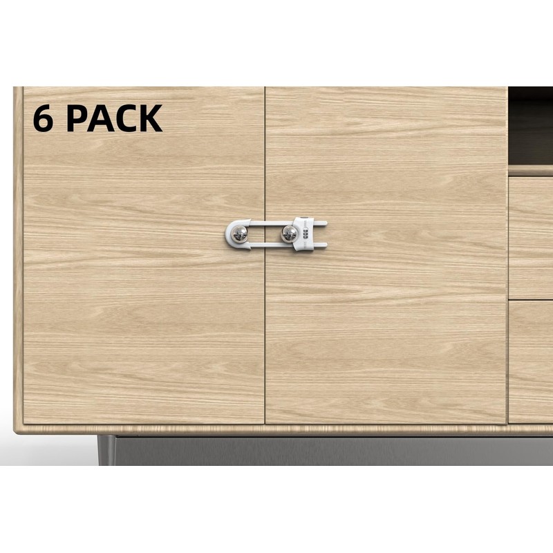 FIGEPO 6 Pack Child Proof U-Shaped Code Sliding Cabinet Door