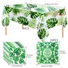Hawaiian Table Cloth with Napkins, Tropical Palm Leaves Waterproof Tablecloths
