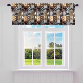 jejeloiu Bear Deer Kitchen Curtains Valance 1 Panel 52"x12" Elk Moose Antler Valance Curtains for Living Room Bedroom Western Farmhouse Curtain Valances for Windows Bathroom