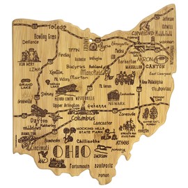 Totally Bamboo Destination Series Ohio State Shaped Serving and Cutting Board, Bamboo, 13.5" x 12"