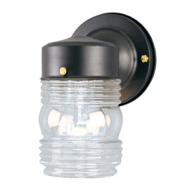 Ciata 1 Light Wall Lantern Sconce Fixture Jelly Jar Outdoor Down Light with Clear Glass (Black)
