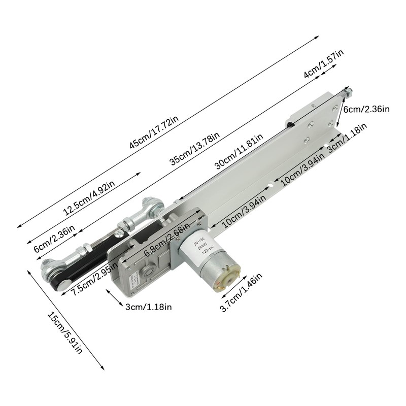 Reciprocating Cycle Linear Actuator, DC 24V Stroke 1.2"-5.9" Gear Adjustable