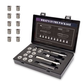 SENNMONN M10x1.5 Thread Repair Kit with 14mm Insert HSS Drill, Tap, Counterbore,Installation Driver,Stainless Steel Insert M10*1.5 * 14mm *10pcs