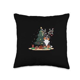 Aussie Christmas Ornament Tree Dog Mom Dad Gifts Aussie Tree Christmas Sweater Xmas Pet Dog Lover Owner Throw Pillow, 16x16, Multicolor