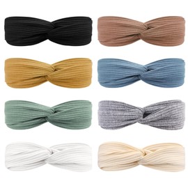 DRESHOW 8 Pack Headbands for Women Criss Cross Vintage Head Wrap Boho Headband Twisted Elastic Hair Accessories