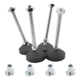Luomorgo 4 Pcs M8 Leveling Feet with T-Nut, Anti Skid Threaded Rubber Feet, Adjustable Swivel Levelers for Furniture Feet, Heavy Duty Appliance Feet for Mechanical Equipment (D50 x M8 x H80)