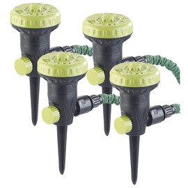 Royal Gardineer Beregner: Set of 4 Garden Sprinklers for Watering and Cooling, 9 Settings (Sprinkler, Sprinkler with Ground Spike, Irrigation Computer)