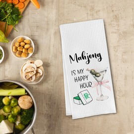 Cilrii Mahjong Gifts Kitchen Towels - Martini Decorative Waffle Weave Bathroom Towels, Mahjong Gifts for Women(16 X 24 Inches)