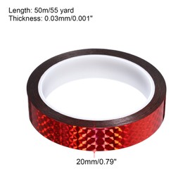 PATIKIL Prism Tape 0.8 Inch x 55 Yards, Holographic Metalized Reflective Adhesive for Detailing Accent Wall Decor Art, Red