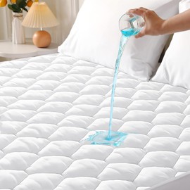 MUXHOMO Twin XL Mattress Protector, 100% Waterproof Quilted Mattress Cover Twin XL, Noiseless Soft & Cooling Twin XL Mattress Pad Cover, Deep Pocket 6"-21", White