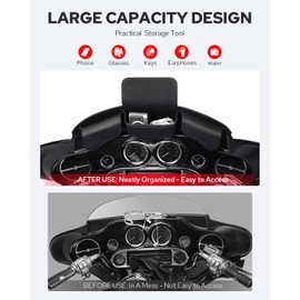 Benlari Windshield Bag, 3 Pocket Batwing Fairing Windshield Bag, Waterproof Motorcycle Windscreen Bag Fit For Harley Touring Electra Glide, Street Glide FLHX FLH, Trike Models 1996-2013
